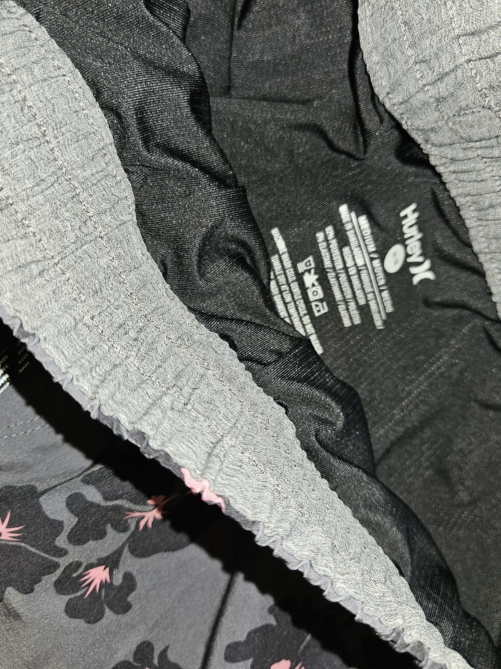 Hurley Men's Gray Swim Hybrids with Black Floral and Pink Accents